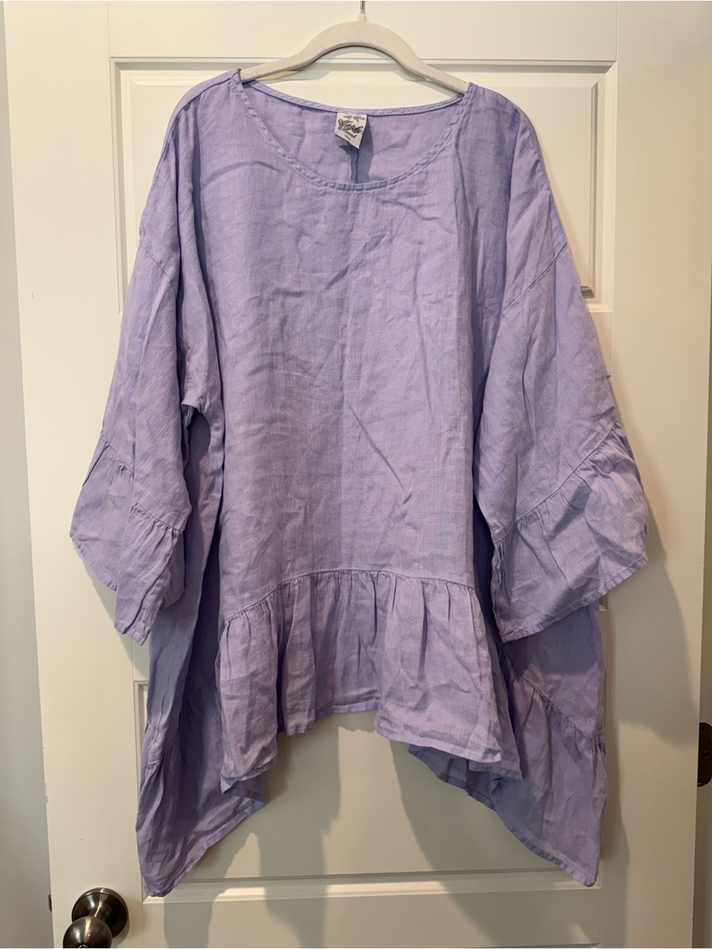 Match Point XL Purple Ruffle Linen Tunic